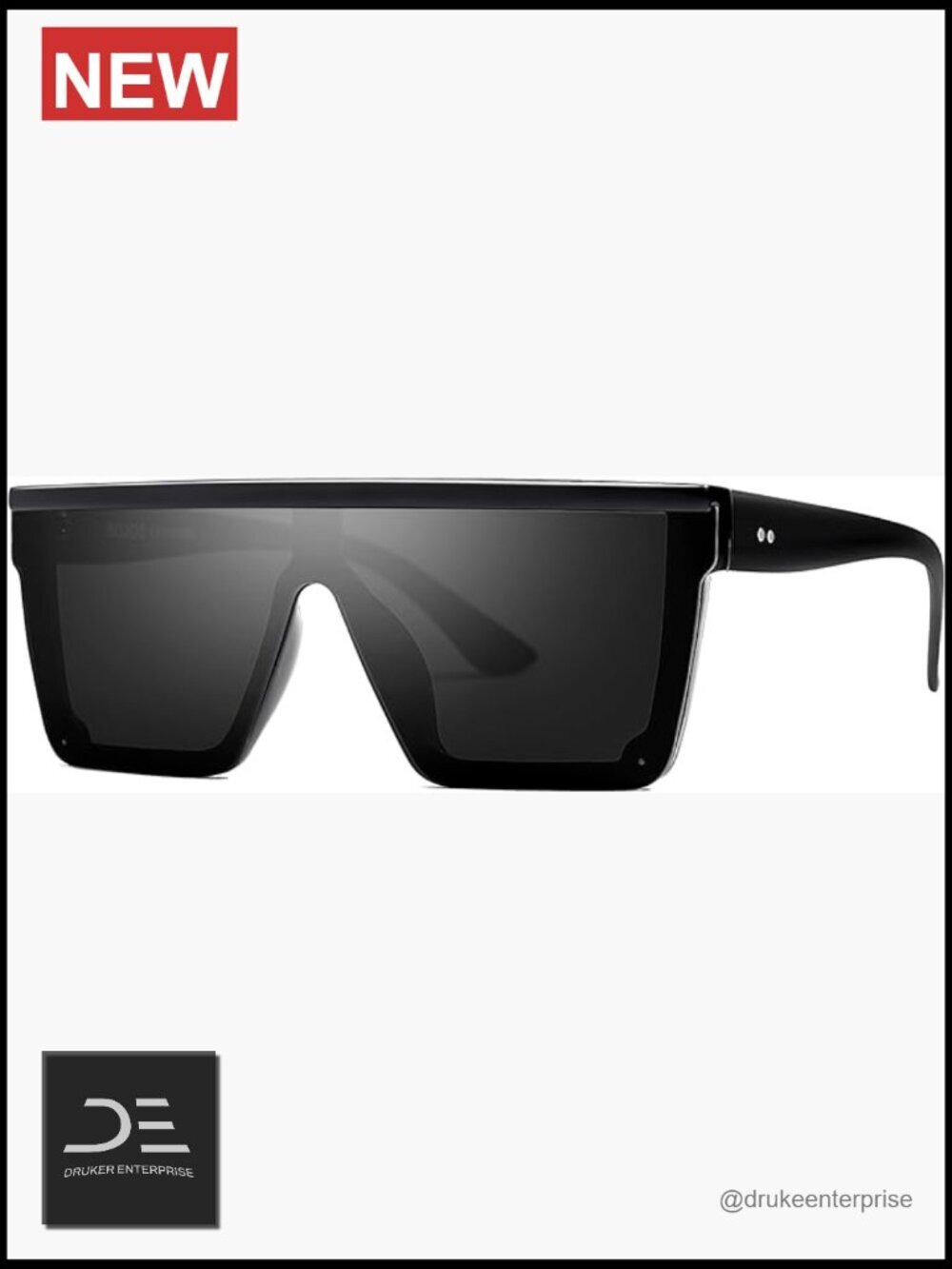 Square Big Sunglasses Thick Frame Flat Top Mirrored Goggle Siamese Lens Uv400